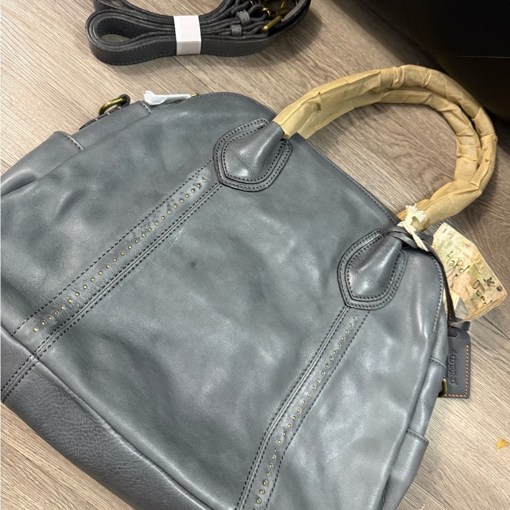 Modern Vintage Charcoal Leather Satchel
